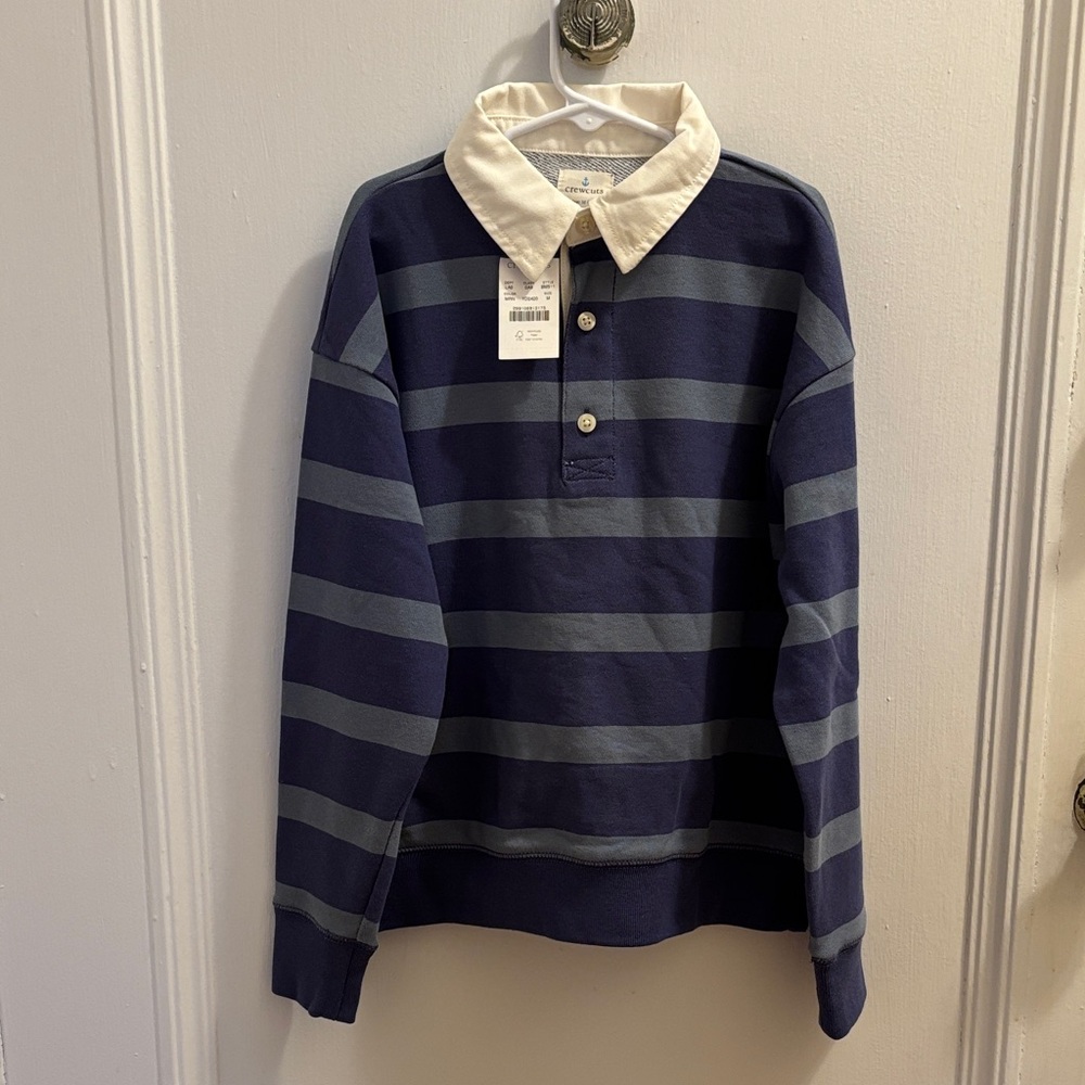 Crewcuts Blue and Gray Striped Kids Shirt size Medium